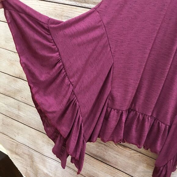PPLA CLOTHING TUNIC/DRESS WITH HANDKERCHIEF HEM IN WINE - Picture 4 of 6